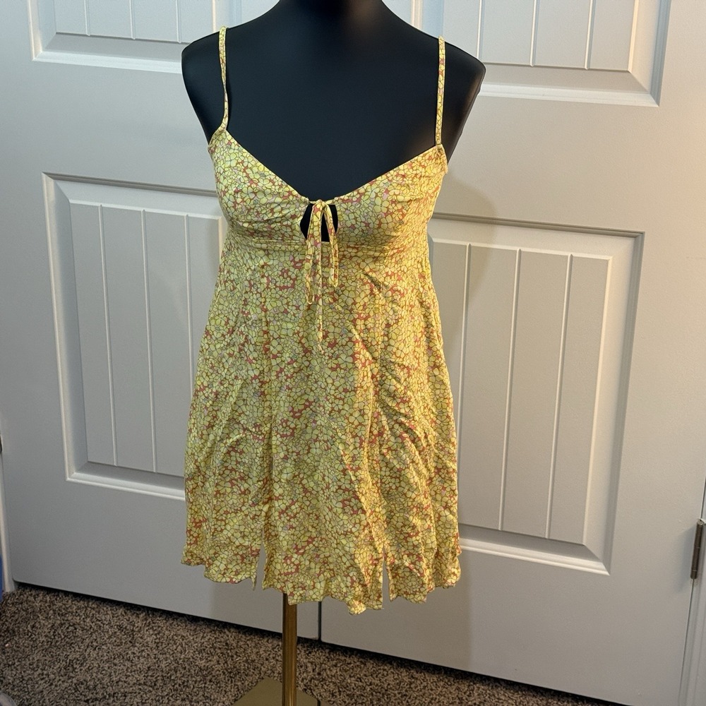 Wild Fable Womens Dress S Yellow PInk Floral Babydoll Retro Short‎ Cottage Fairy